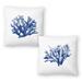 Blue Coral 3 and Blue Coral 2 - Set of 2 Decorative Pillows