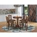 East West Furniture 5 Piece Counter Height Table Set- a Round Table with Pedestal and 4 Dining Chairs, Mahogany (Seat Option)