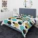 Designart 'Gold And Blue Circles ' Mid-Century Modern Duvet Cover Comforter Set