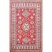 Vegetable Dye Kazak Geometric Oriental Area Rug Wool Hand-knotted - 4'0" x 5'11"