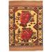 ECARPETGALLERY Hand-knotted Tajik Caucasian Beige, Dark Red Wool Rug - 4'0 x 5'10