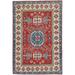 Geometric Red Super Kazak Oriental Area Rug Handmade Foyer Carpet - 4'0" x 5'9"