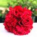 Enova Home Red Artificial Silk Roses and Hydrangea Fake Flowers Bouquets Set of 2 for Home Office Wedding Party Decoration
