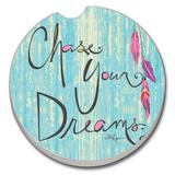 Counterart Absorbent Stoneware Car Coaster,Chase Your Dreams, Set of 2 - 2.5