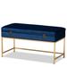 Aliana Glam and Luxe Velvet and Gold Metal Large Storage Ottoman