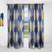 Designart 'Retro Luxury Waves In Gold And Blue X' Mid-Century Modern Blackout Curtain Single Panel