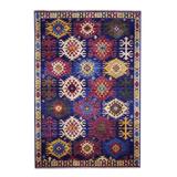 Shahbanu Rugs Afghan Ersari with Large Repetitive Colorful Symbols Hand Knotted Oriental Rug (6'0" x 8'10") - 6'0" x 8'10"