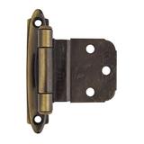3/8in (10 mm) Inset Self-Closing, Face Mount Antique Brass Hinge - 1 Pair - 2.75