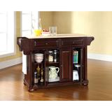 Crosley Alexandria Natural Wood Top Kitchen Island in Vintage Mahogany Finish - 51.5 "W x 18 "D x 34 "H