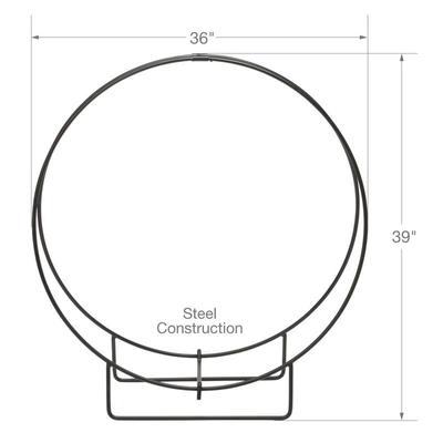 36in Black Log Hoop - 1/2in Solid Stock
