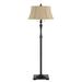 Metal Body Floor Lamp with Fabric Tapered Bell Shade, Black and Beige