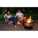 Oil Rubbed Bronze Wood Burning Outdoor Firebowl with Lattice Design