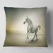 Designart 'White Horse in Motion' Animal Throw Pillow