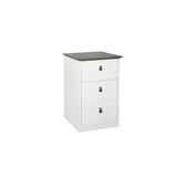 Saint Birch Finley Gray Oak Top and White Finish 3-Drawer Cabinet