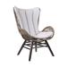 King Indoor Outdoor Lounge Chair in Eucalyptus Wood with Truffle Rope and Grey Cushion