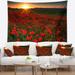 Designart 'Sunset over Garden with Red Poppies' Floral Wall Tapestry