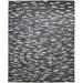 One of a Kind Hand-Woven Modern & Contemporary 8' x 10' Stripe Leather Brown Rug - 8'0"x10'0"