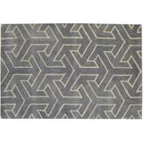 One of a Kind Hand-Tufted Modern & Contemporary 4' x 6' Geometric Wool Grey Rug - 4'1"x6'2"