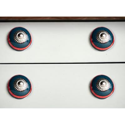 1.5" x 1.5" x 1.5" Ceramic Metal Navy and Red 12 Pack Knob
