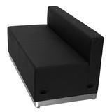 LeatherSoft Loveseat with Stainless Steel Base - Reception Furniture