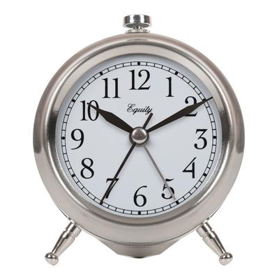 Equity by La Crosse Small Silver Metal Silent Analog Alarm Clock