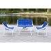 SAFAVIEH Berkane White Rattan and Navy fabric 4-piece Outdoor Set