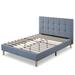 Priage by ZINUS Blue Slate Upholstered Square Platform Bed Frame