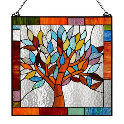 River of Goods Tiffany Style Mystical World Tree Stained Glass 18-inch Window Panel - M