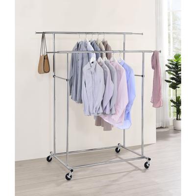 65 In. Dual Bar Adjustable Industrial Garment Rack