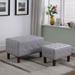 19.5 in Faux Leather Tufted Piped Seating Bench with Wood Legs