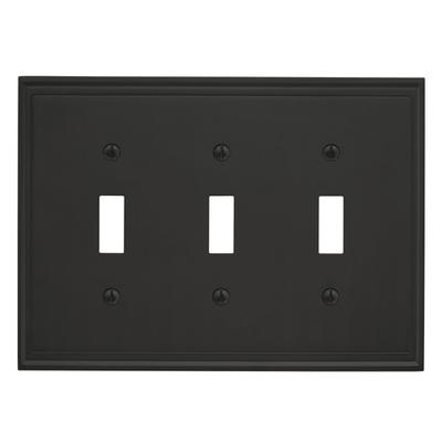 Mulholland 3 Toggle Black Bronze Wall Plate - 3 Toggle