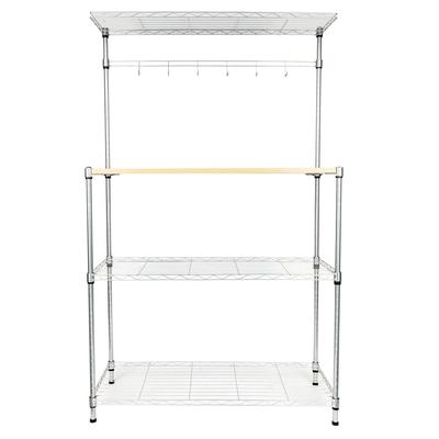 4 Layer Adjustable Kitchen Bakers Rack Microwave Oven Stand Storage Cart, Silver Powder