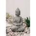 XBrand Indoor Outdoor Polyresin Meditating Sitting Buddha Zen Statue, 23.6 Inch Tall, Grey