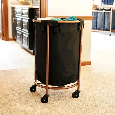 Household Essentials Copper and Black Round Laundry Hamper - 21.5"L x 21.5"W x 32.0"H