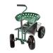 Kinbor Rolling Garden Cart Wagon Scooter w/ Steer Handle, Tool Tray & Basket