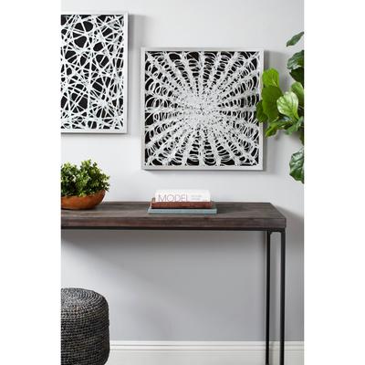 Large Square Modern Black and White Abstract Art Shadow Box Wall Decor 23.5 x 23.5 - 24 x 2 x 24