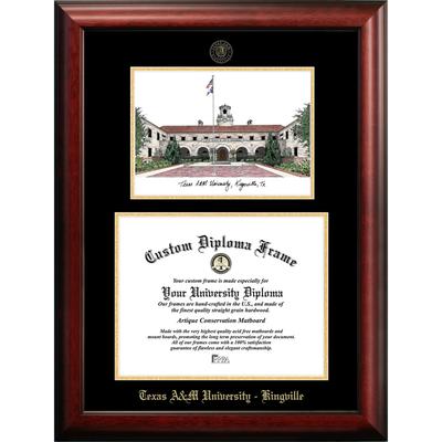 Texas A&M Kingsville 14w x 11h University Gold Embossed Diploma Frame with Campus Images Lithograph