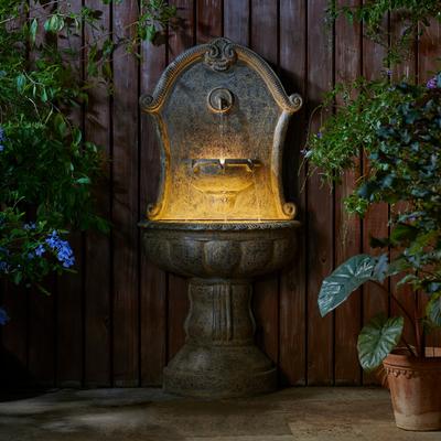 Glitzhome 49''H Oversized Faux Granite Multi-tiered Pedestal Outdoor Floor Fountain