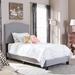 Baxton Studio Bakchos Modern and Contemporary Beige or Grey Upholstered Twin Size Arched Platform Bed with Nailheads