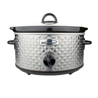 Brentwood 3.5 Quart Diamond Pattern Slow Cooker in Stainless Steel