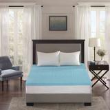 Sleep Philosophy All Season Reversible Hypoallergenic 3-Inch Cooling Gel Memory Foam Mattress Topper - Blue