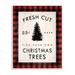 Stupell Fresh Cut Christmas Trees Holiday Red Plaid Word Design Wood Wall Art, Proudly Made in USA