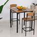 HOMCOM 3 PCs Modern Counter Height Dining Table Set with 2 Matching Stools Foorest Steel Legs