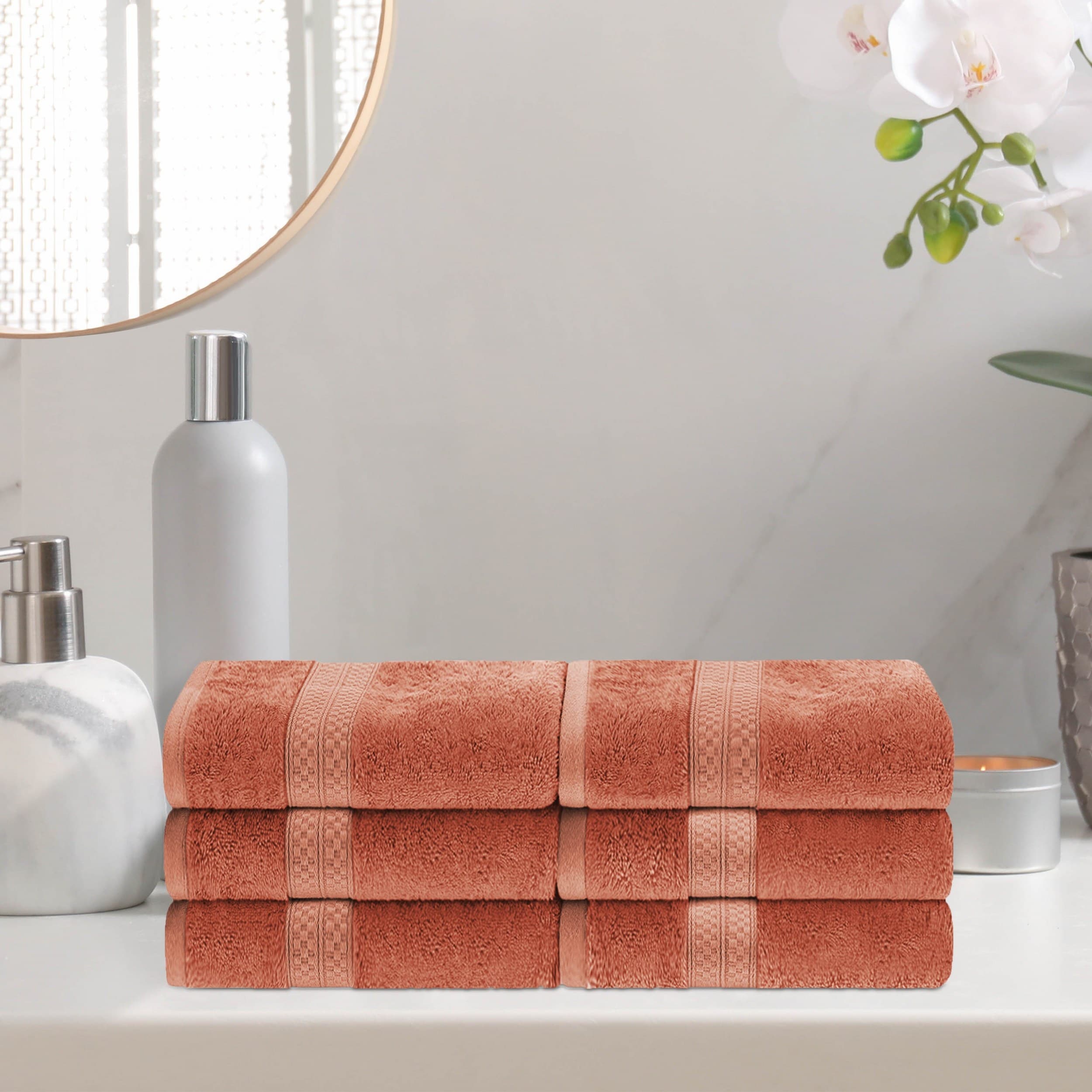 Superior Rayon from Bamboo and Cotton Hand Towel - (Set of 6)