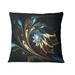 Designart 'Brown Blue Fractal Flower in Black' Abstract Throw Pillow