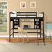 Nestfair Twin Size Loft Bed with Storage Shelves Desk and Ladder