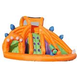 Kintness Inflatable Double Slide Bounce House Kids Splash Pool Water Slide w/Climbing Wall Water (with 580W Air Blower)