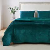 Riviera Velvet Finely Stitched Modern Quilt and Pillow Sham Set