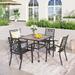 Patio Wood-Like Square Dining Table and Chairs Set of 5 - 5-Pieces Sets