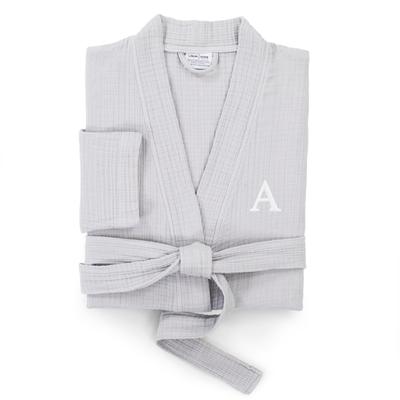 Authentic Hotel and Spa Gray 100% Turkish Cotton Smyrna Monogrammed Luxury Robe